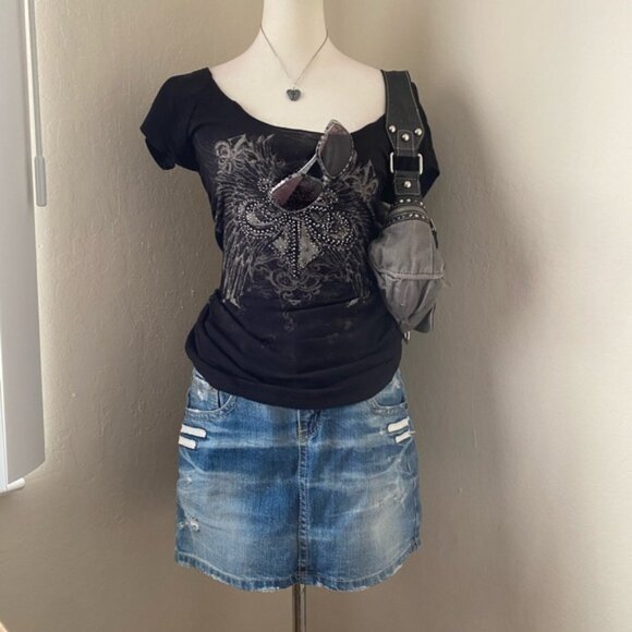Ed Hardy Tops - Mini denim skirt by Lolita. 🎸